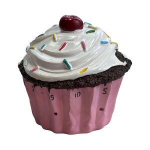 Pink Cupcake Kitchen Timer - Decorative White Frosting Design